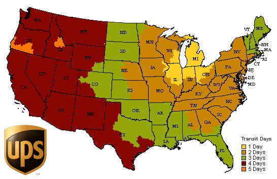 UPS Shipping times from Riverside, MI